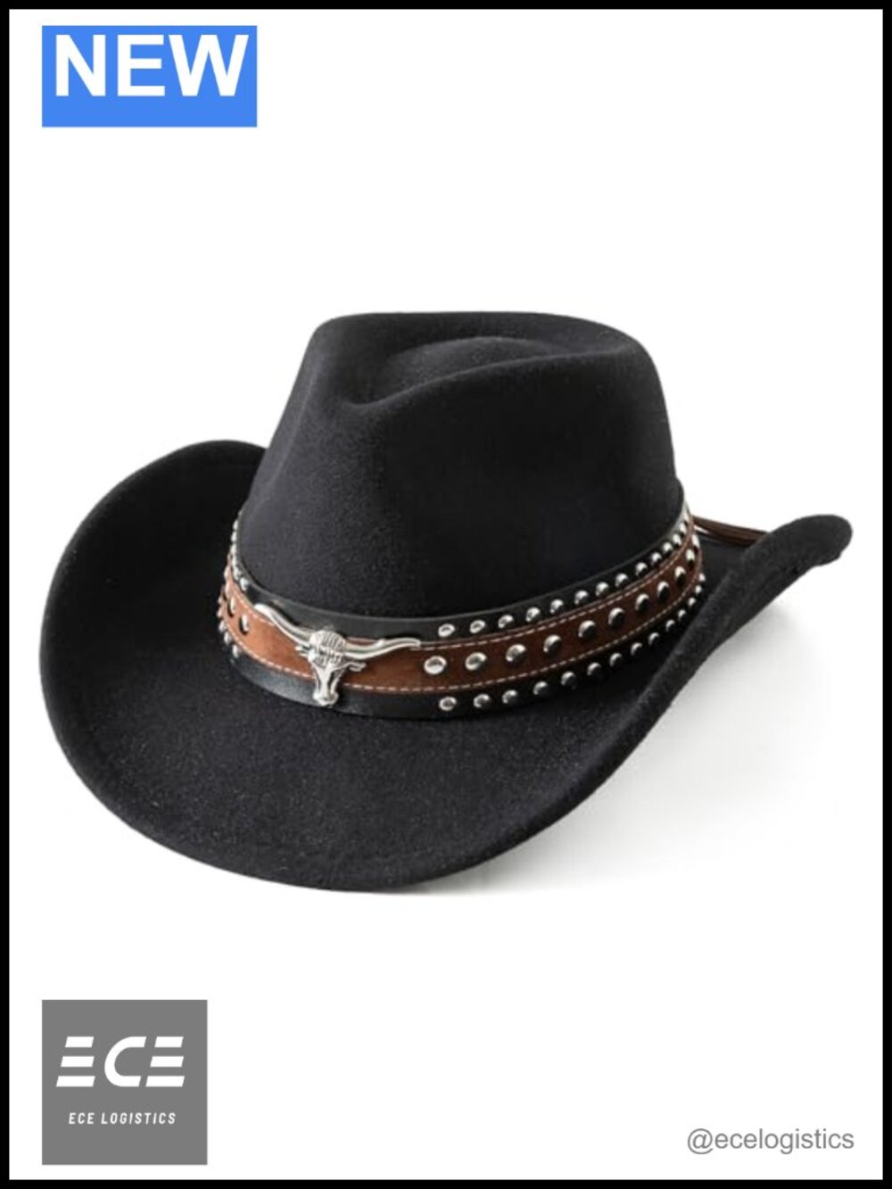 Kids Cowboy Hat with Buckle Belt 65% Polyester 35% Wool Adjustable Fit